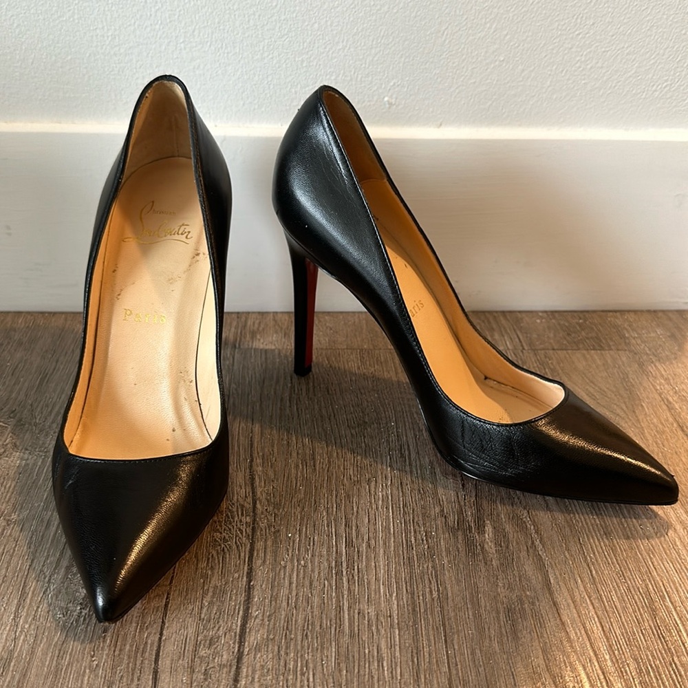 Christian Louboutin Black Leather So Kate Pointed Heels 85mm